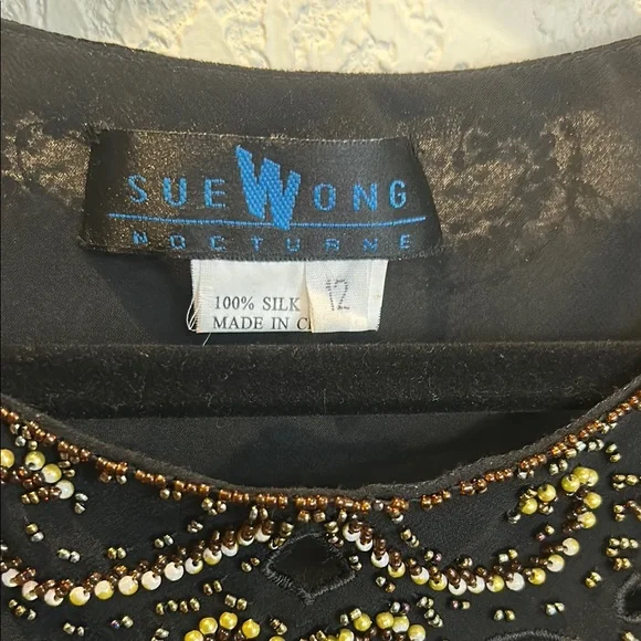 Sue Wong Black Top with Gold Embellishments - Picture 2 of 7